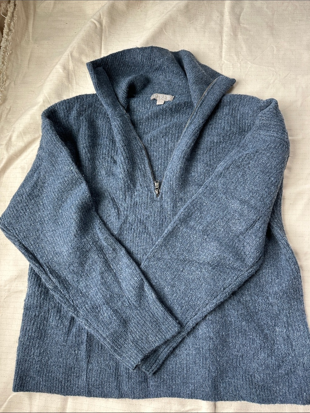 J. Crew Women’s Quarter Zip Wool Blend Sweater in Slate Blue